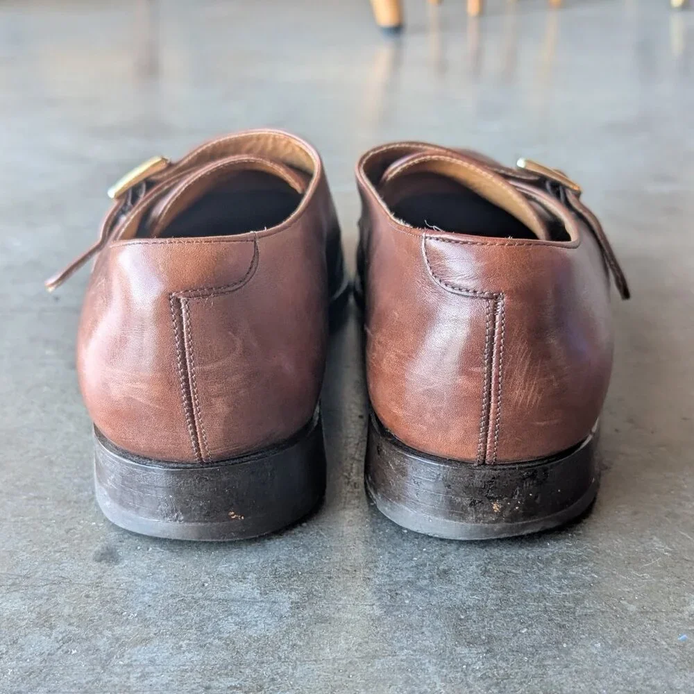 Finsbury Beckett Brown Leather Single Monk Strap Dress Shoes size 10